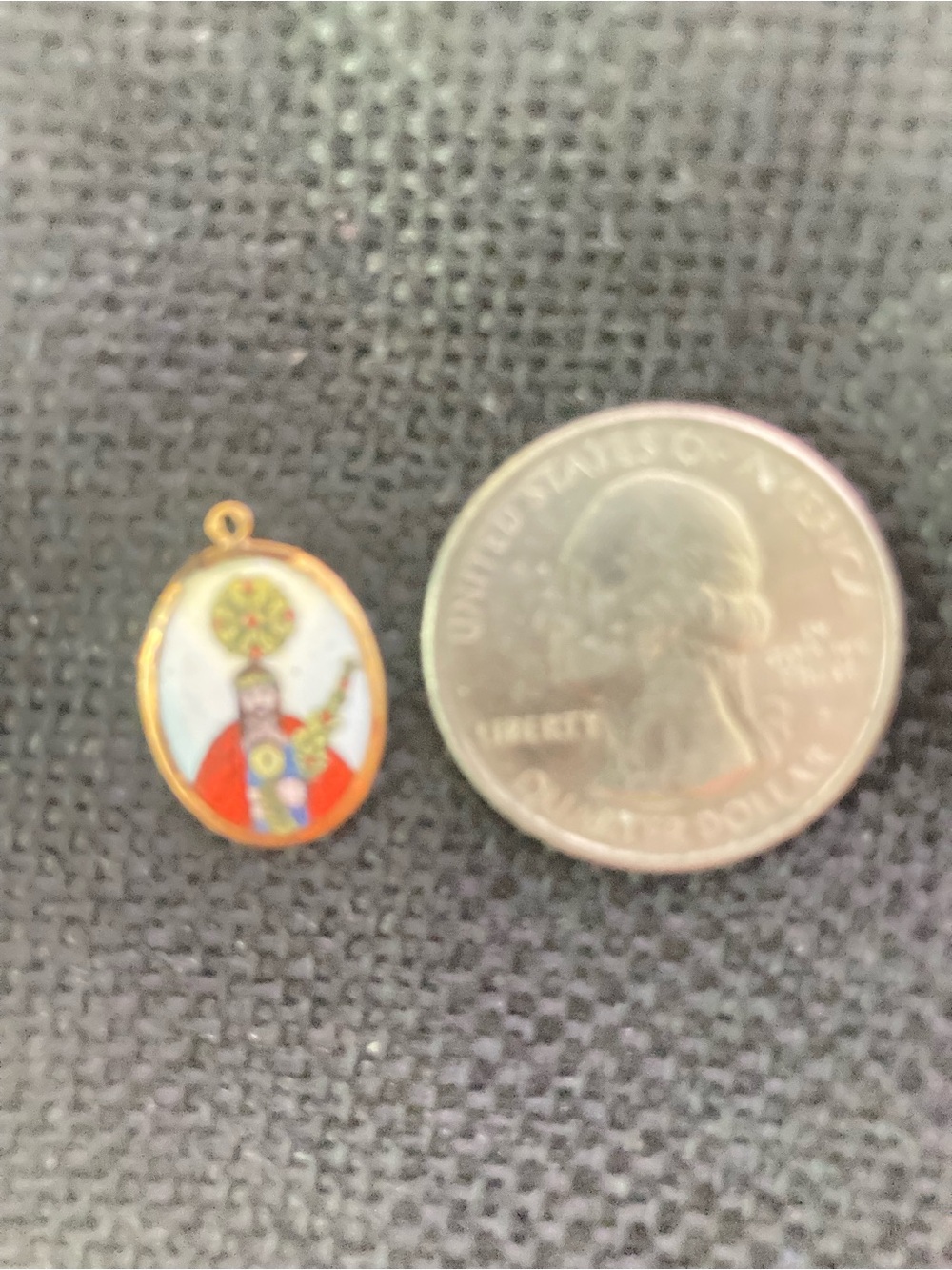Vintage 18k Portuguese Enamel Religious pendant